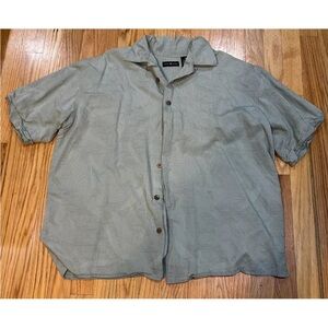 Cotton Traders Light Blue Short Sleeved Shirt Wood Buttons Sz XL